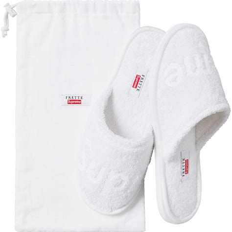 supreme frette slippers white.